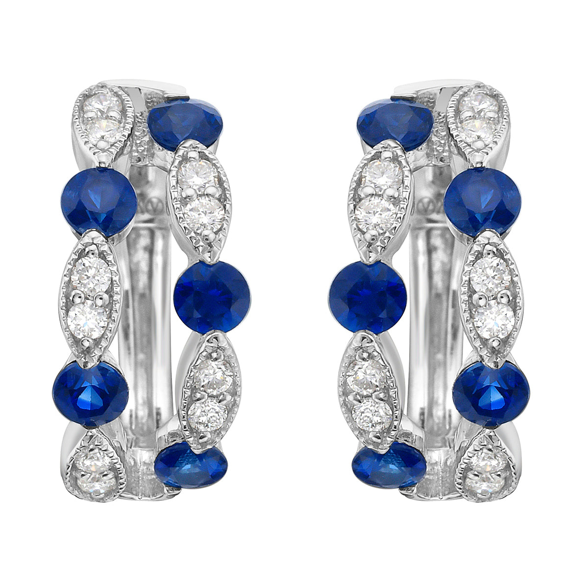 14K White Gold Blue Sapphire Earrings, 0.83ct