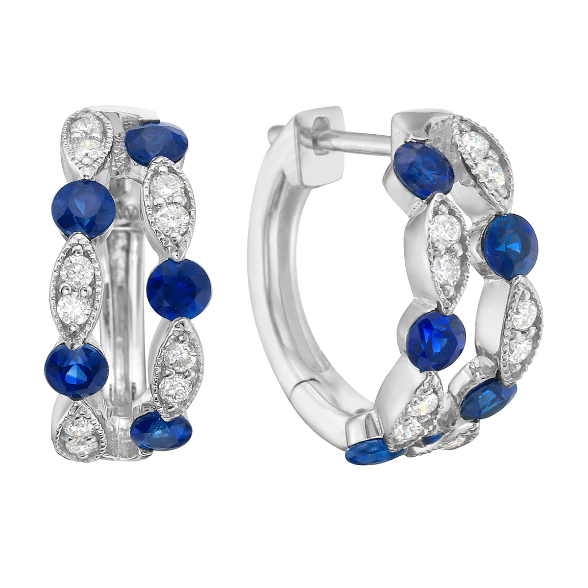 14K White Gold Blue Sapphire Earrings, 0.83ct