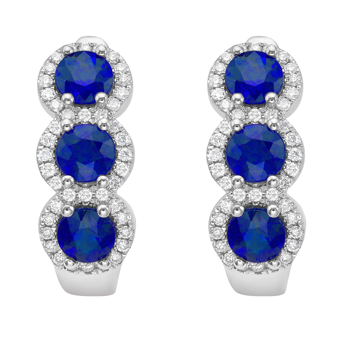 14K White Gold Blue Sapphire Earrings, 1.97ct