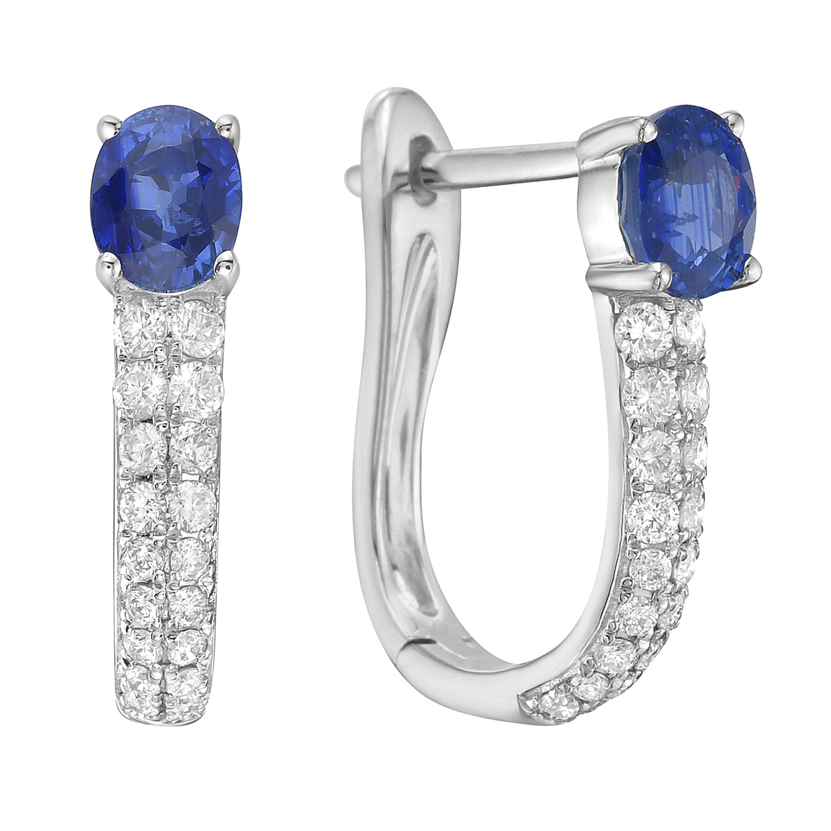 14K White Gold Sapphire Earrings, 0.96ct