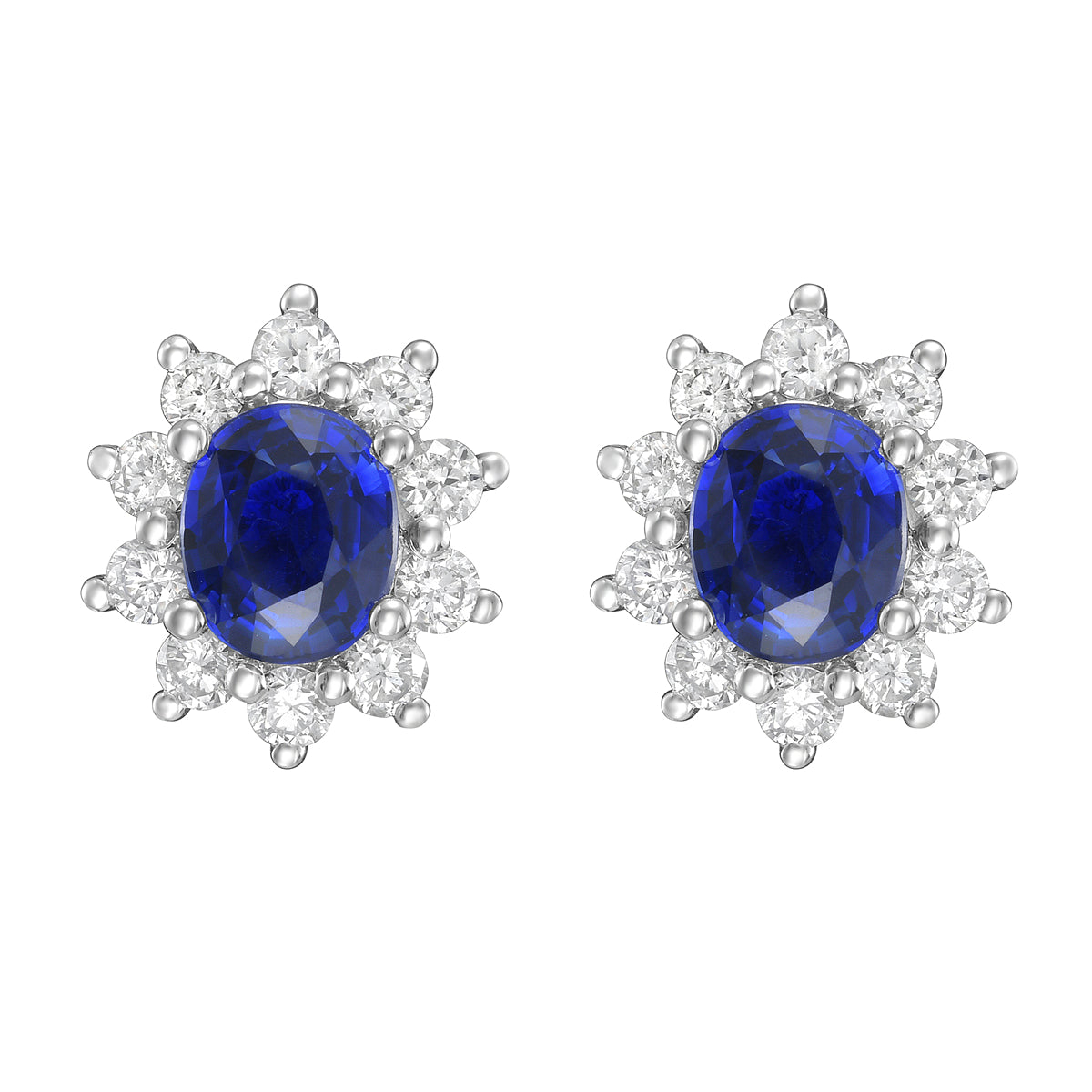 14K White Gold Blue Sapphire Earrings, 1.16ct