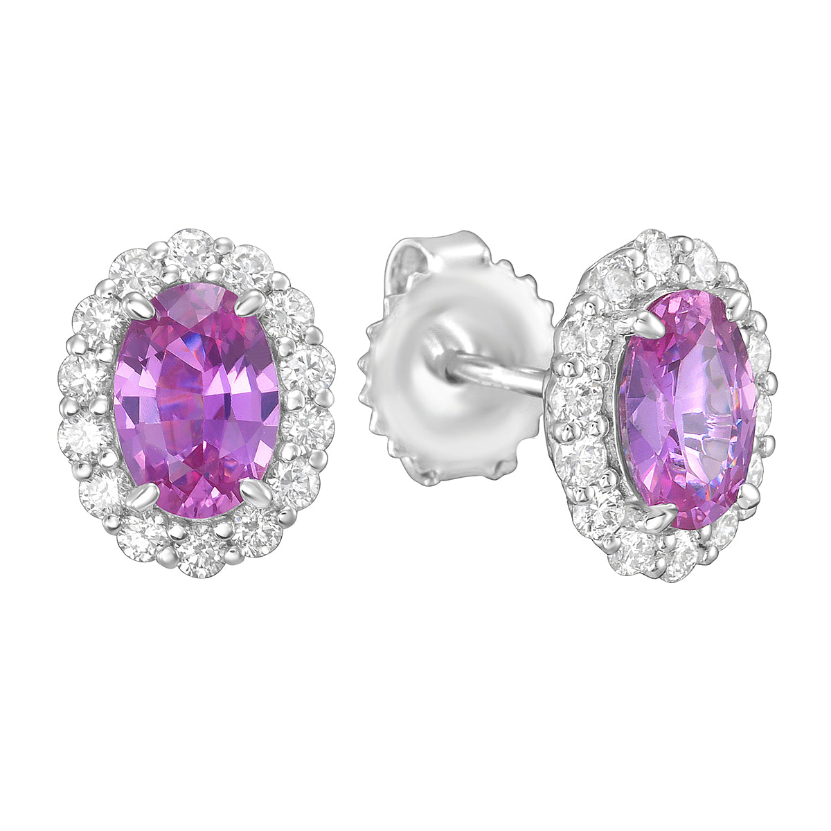14K White Gold Pink Sapphire Earrings, 1.84ct