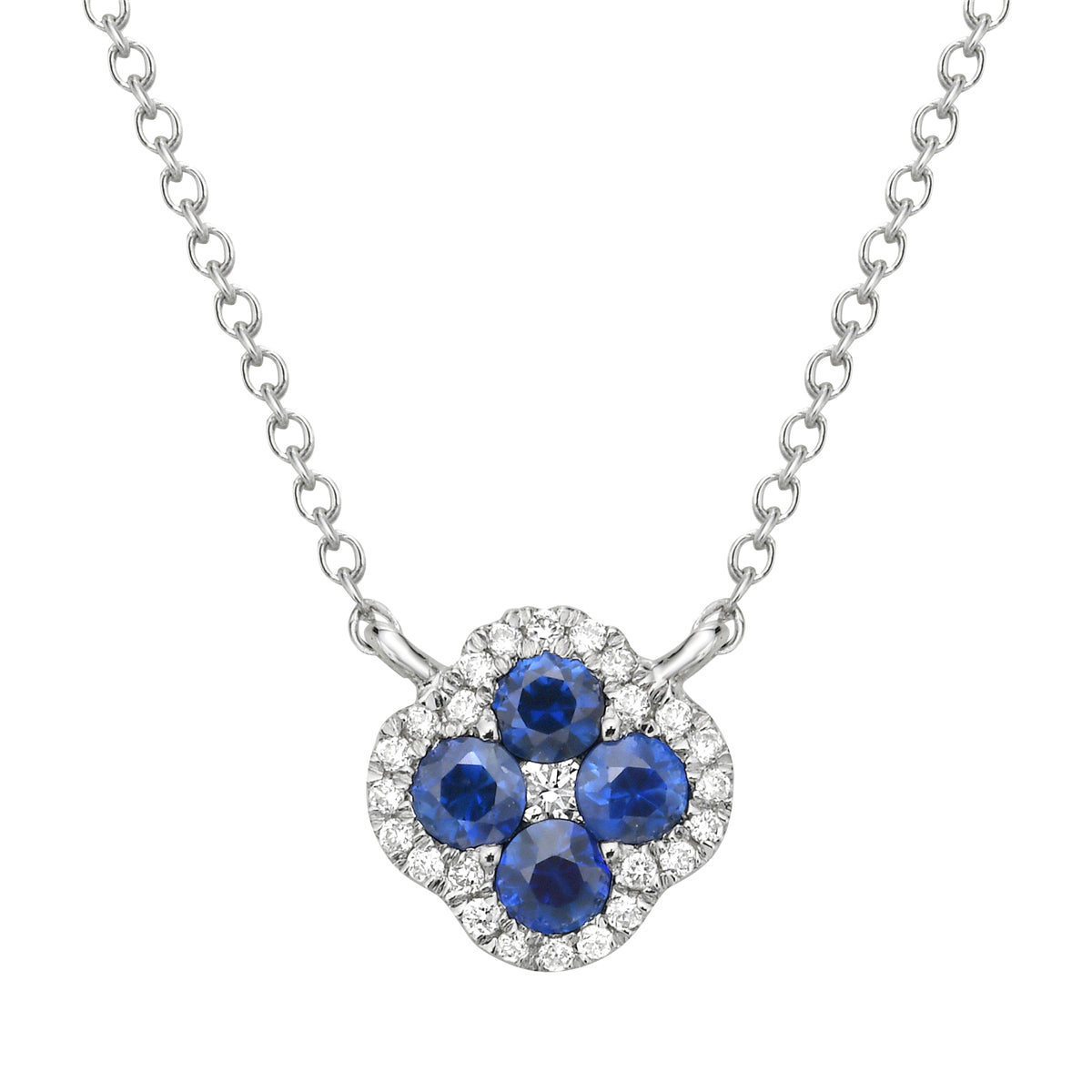 14K White Gold Blue Sapphire Pendant, 0.26ct