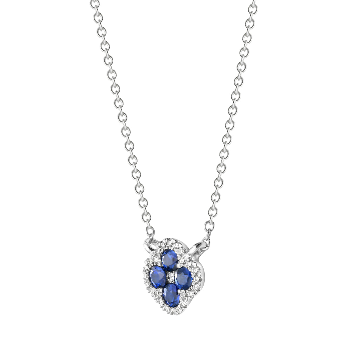 14K White Gold Blue Sapphire Pendant, 0.26ct