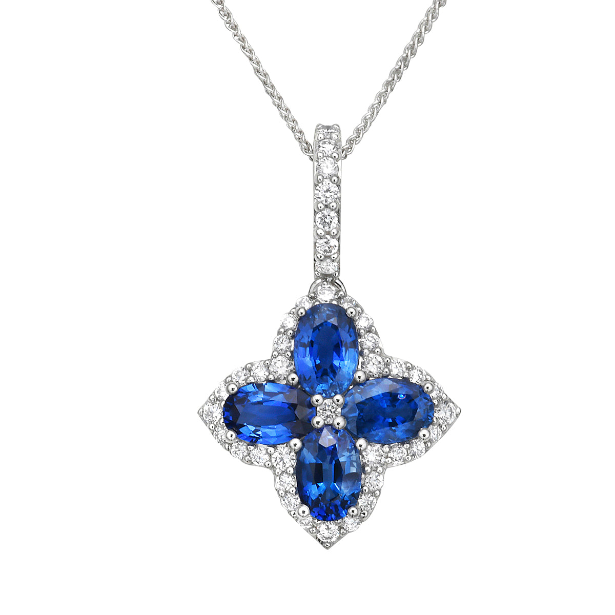 14K White Gold Blue Sapphire Pendant, 2.3ct
