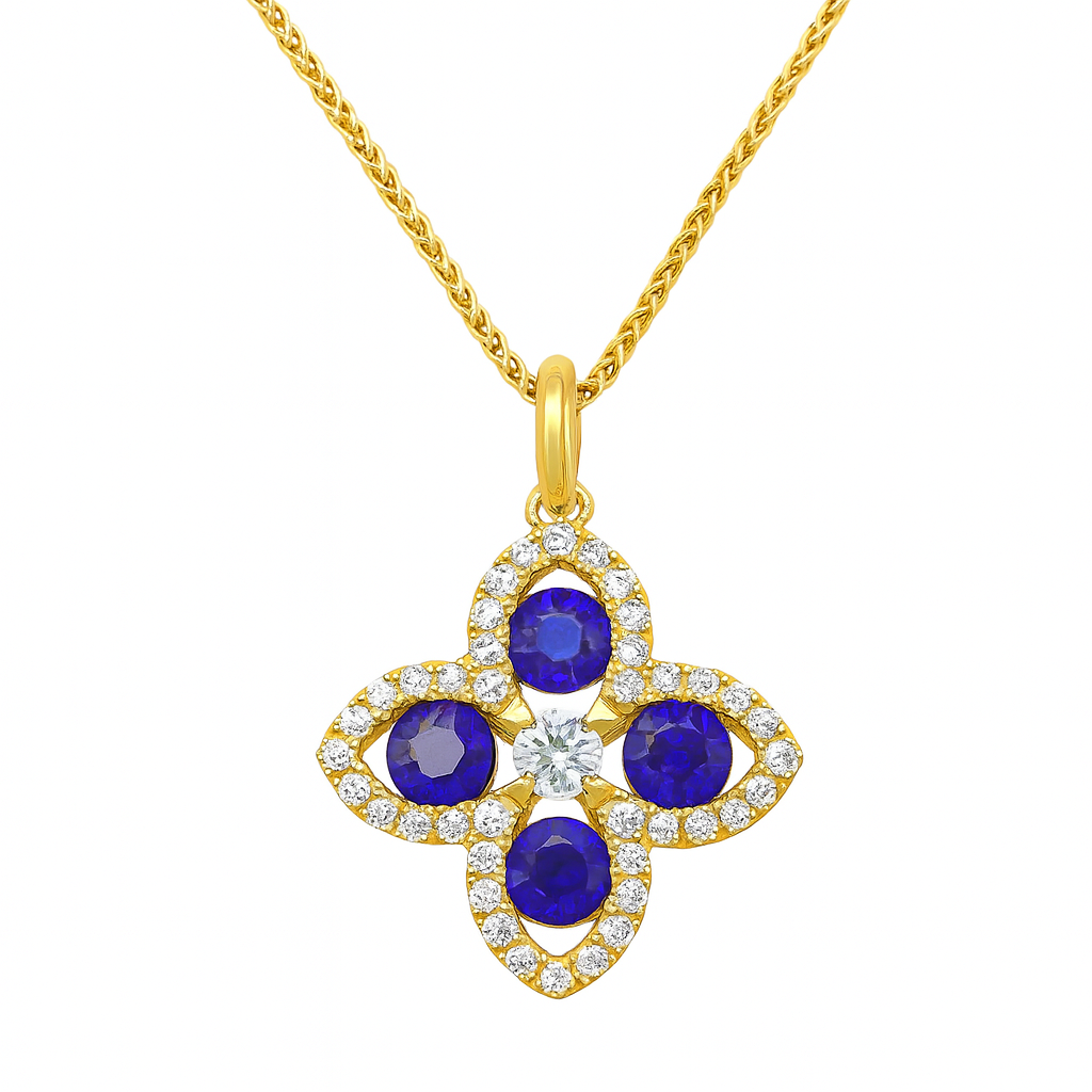 14K Yellow Gold Blue Sapphire Pendant, 0.83ct