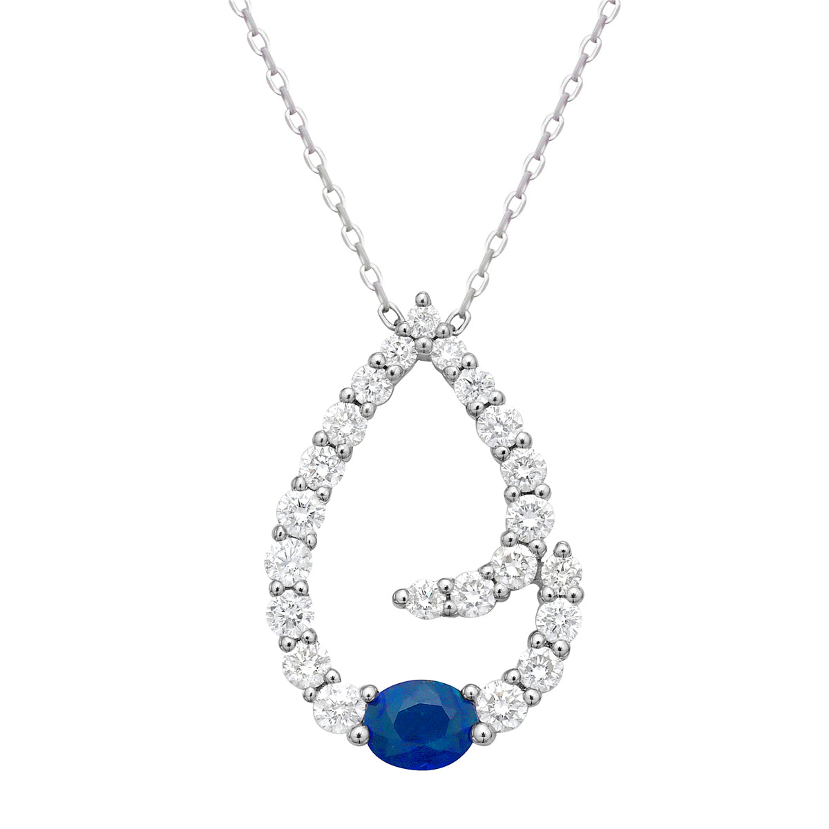 14K White Gold Blue Sapphire Pendant, 1.7g, 0.38ct