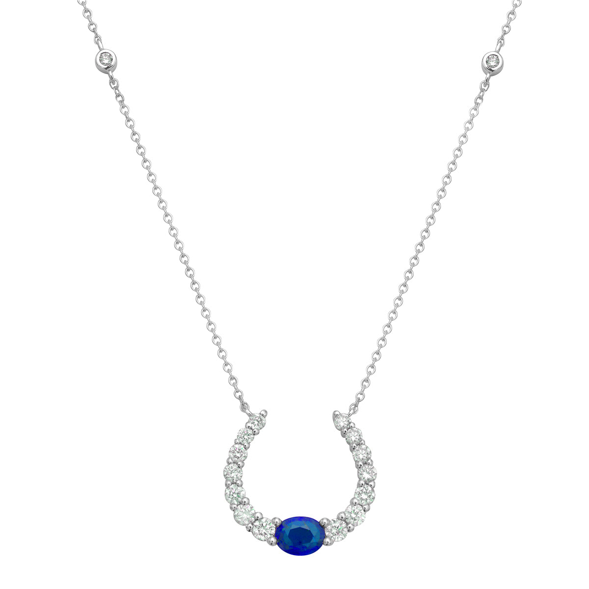 14K White Gold Blue Sapphire Pendant, 0.45ct