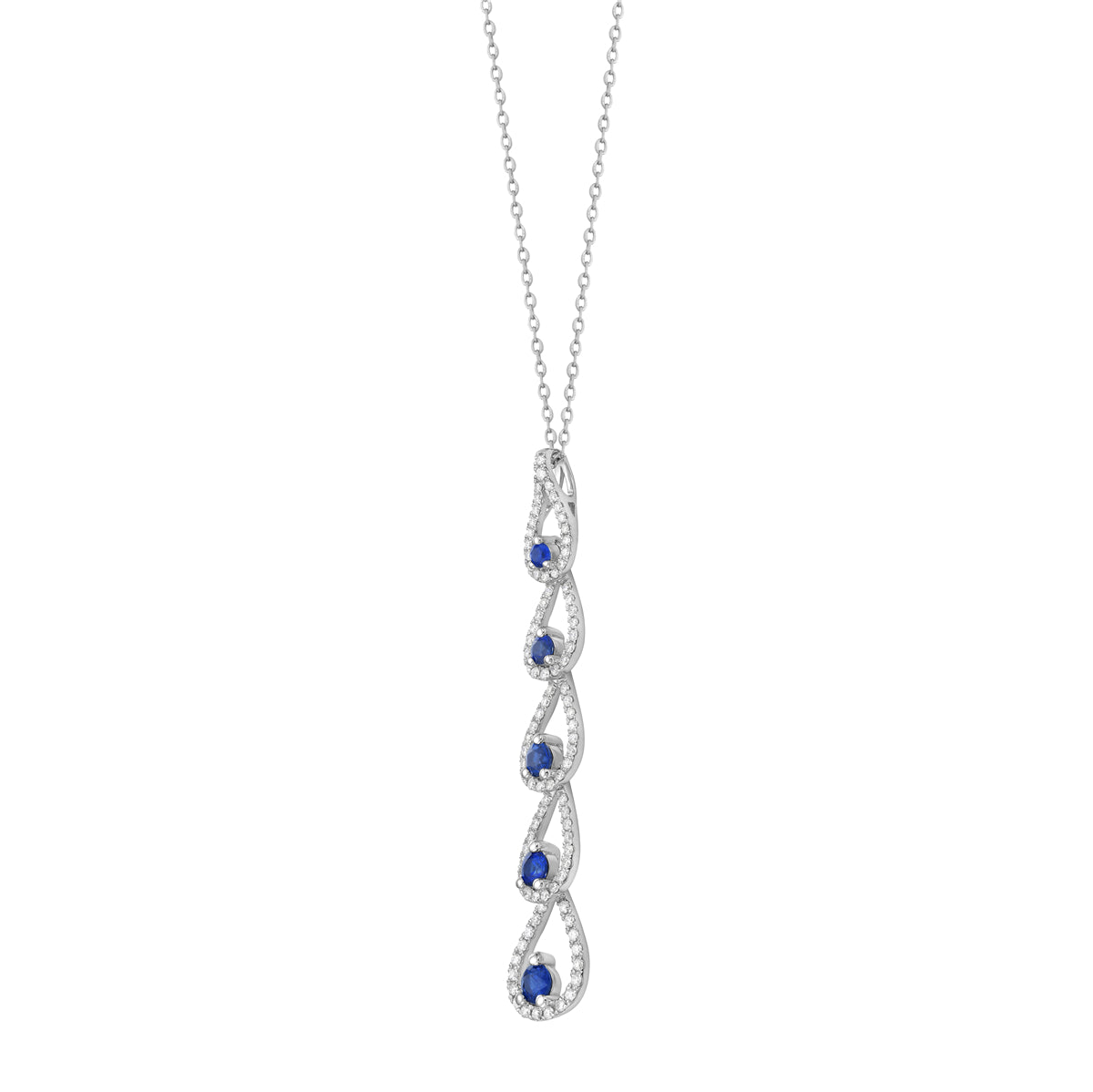 14K White Gold Blue Sapphire Pendant, 0.64ct