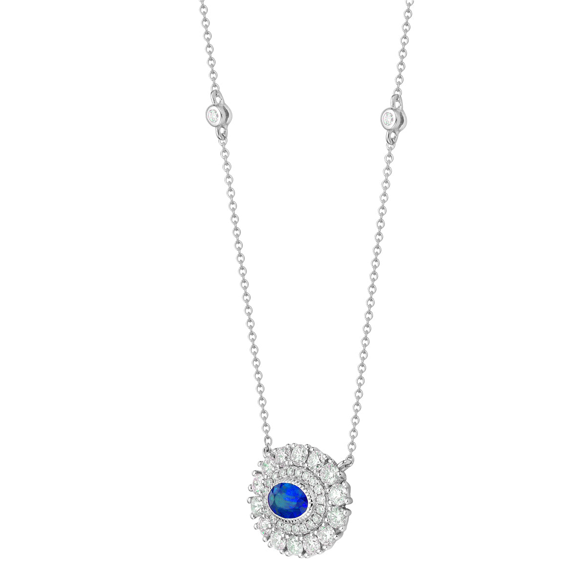14K White Gold Blue Sapphire Pendant, 0.56ct
