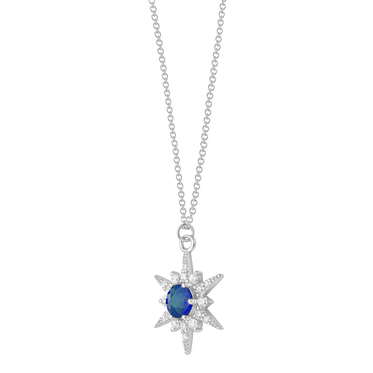 14K White Gold Blue Sapphire Necklace, 0.58ct