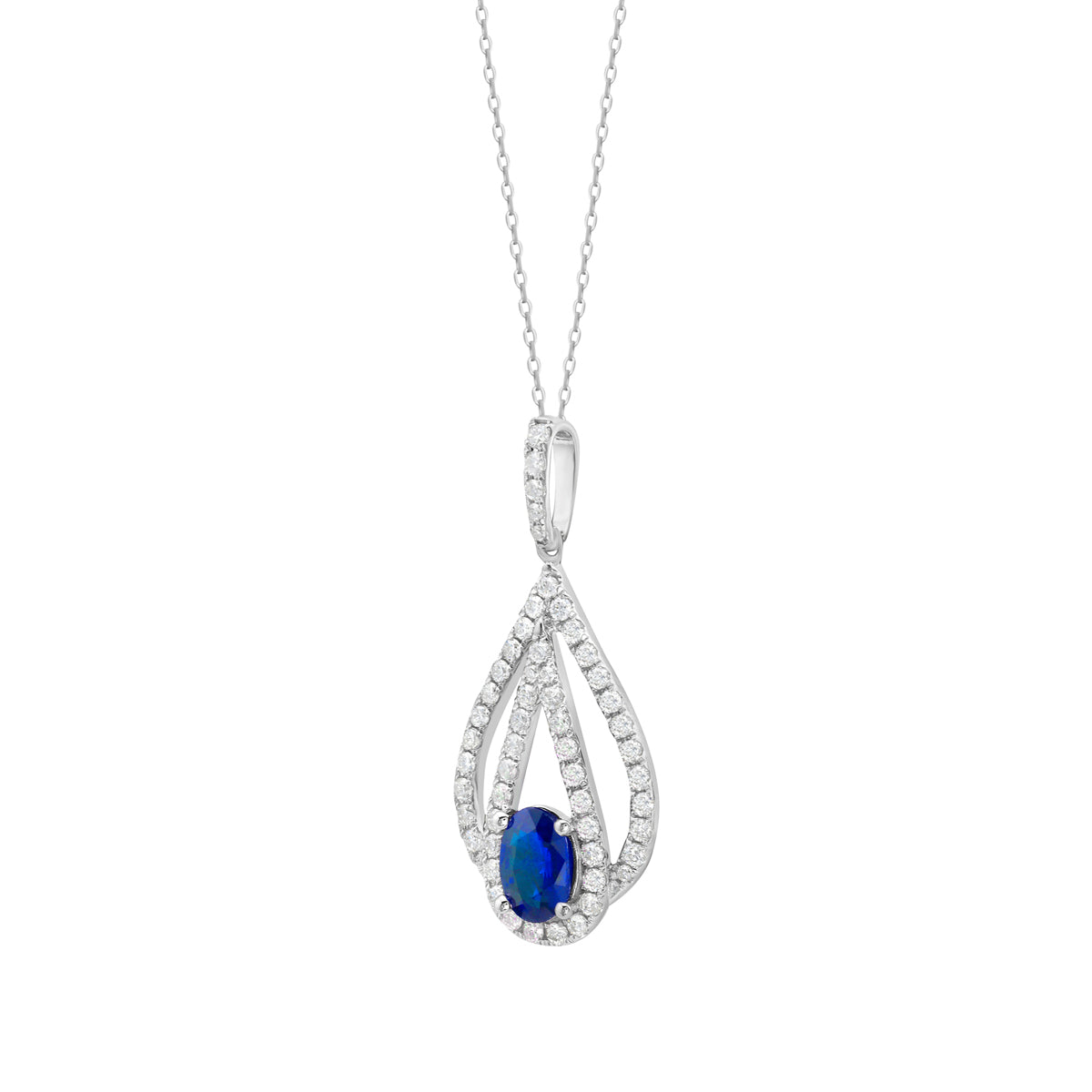 14K White Gold Blue Sapphire Pendant, 0.97ct