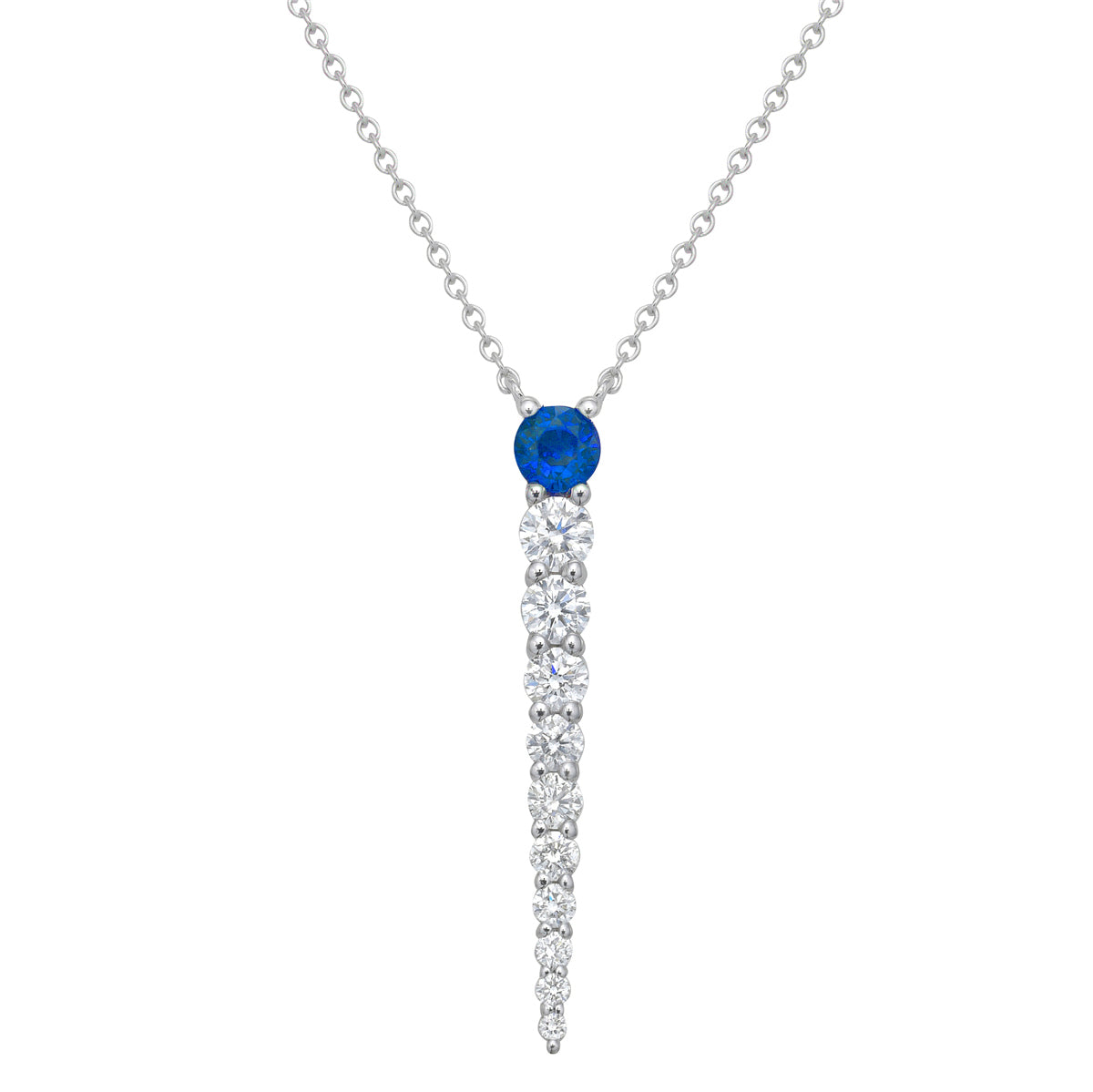 14K White Gold Blue Sapphire Pendant, 0.18ct