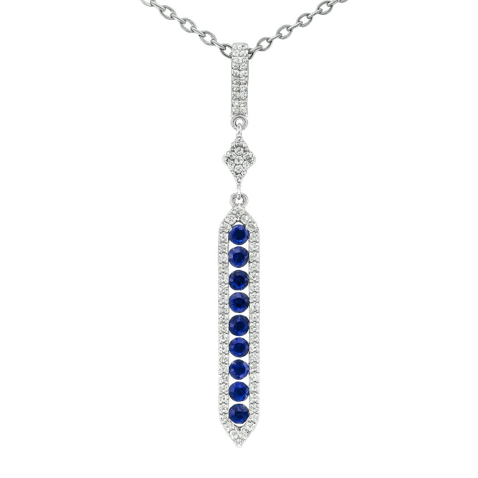 14K White Gold Blue Sapphire Pendant, 0.47ct