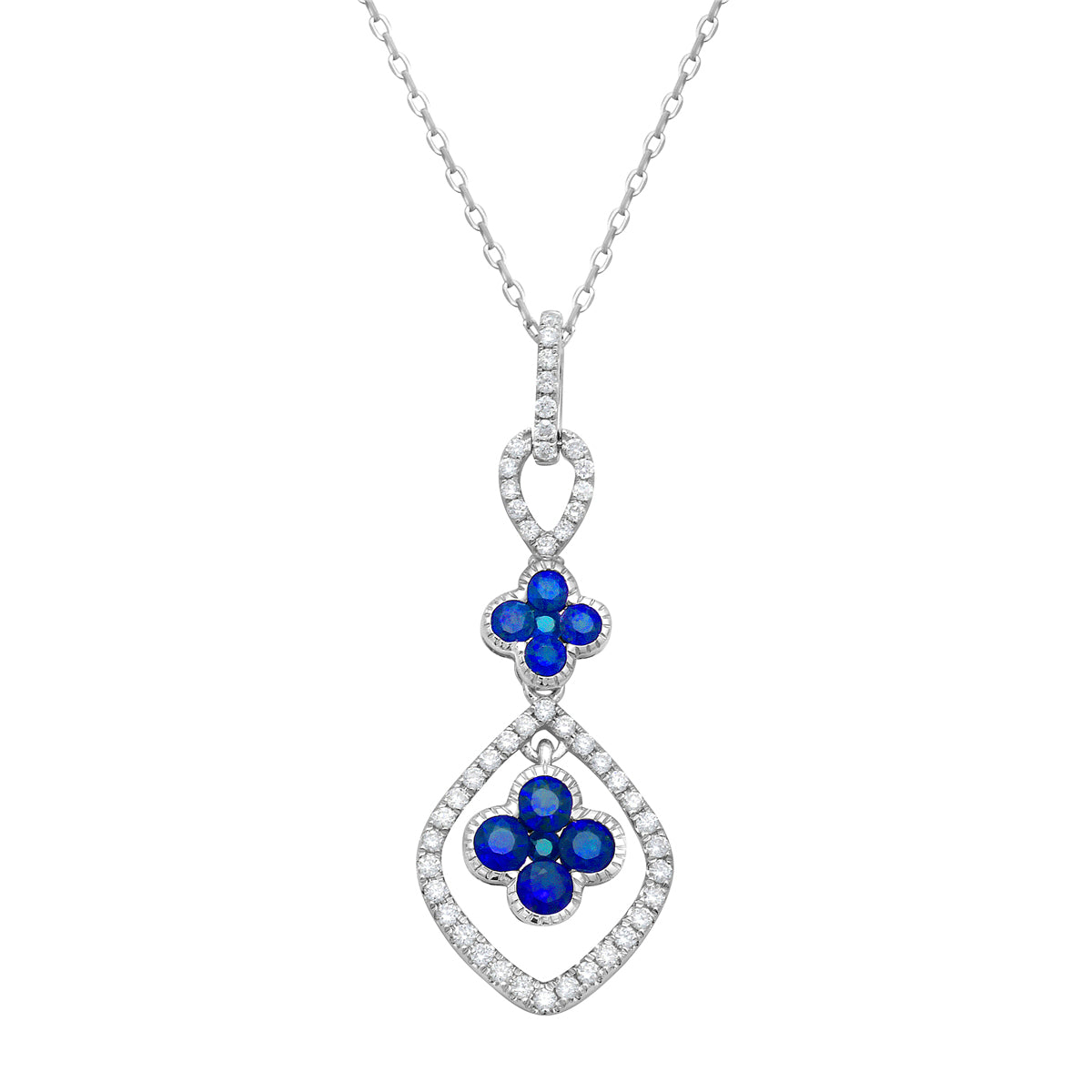 14K White Gold Blue Sapphire Pendant, 0.54ct