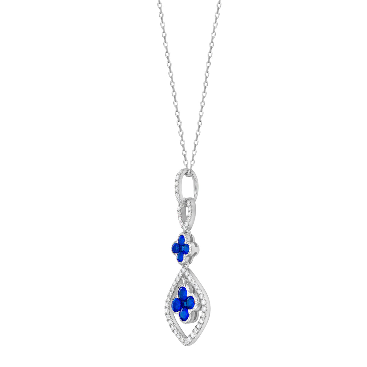 14K White Gold Blue Sapphire Pendant, 0.54ct