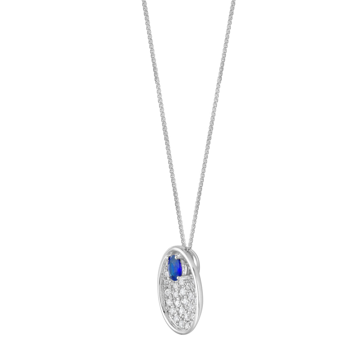 14K White Gold Blue Sapphire Pendant, 0.37ct