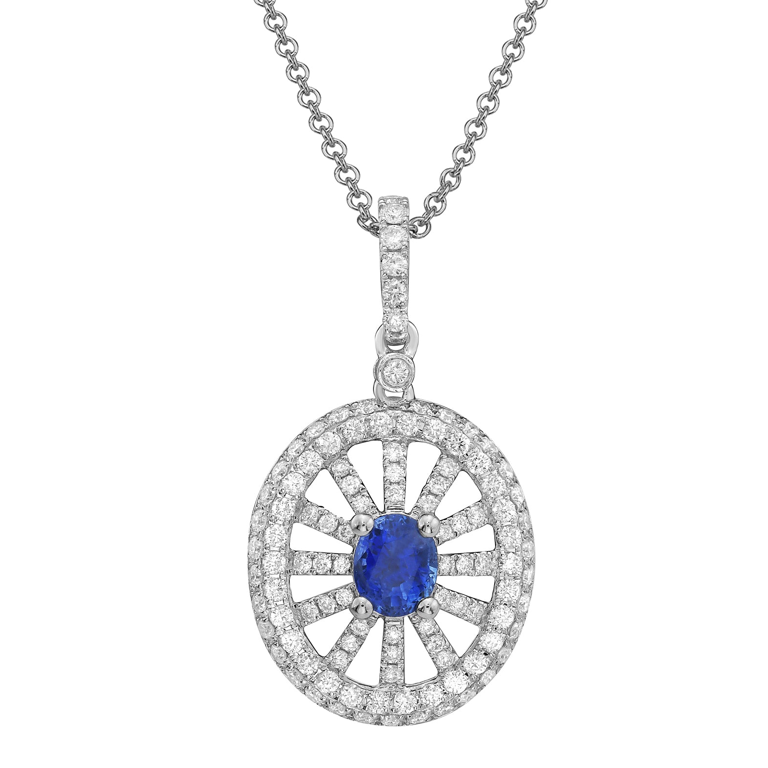 14K White Gold Blue Sapphire Pendant, 0.50ct