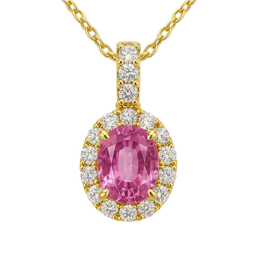 14K White Gold Pink Sapphire Pendant, 0.84ct