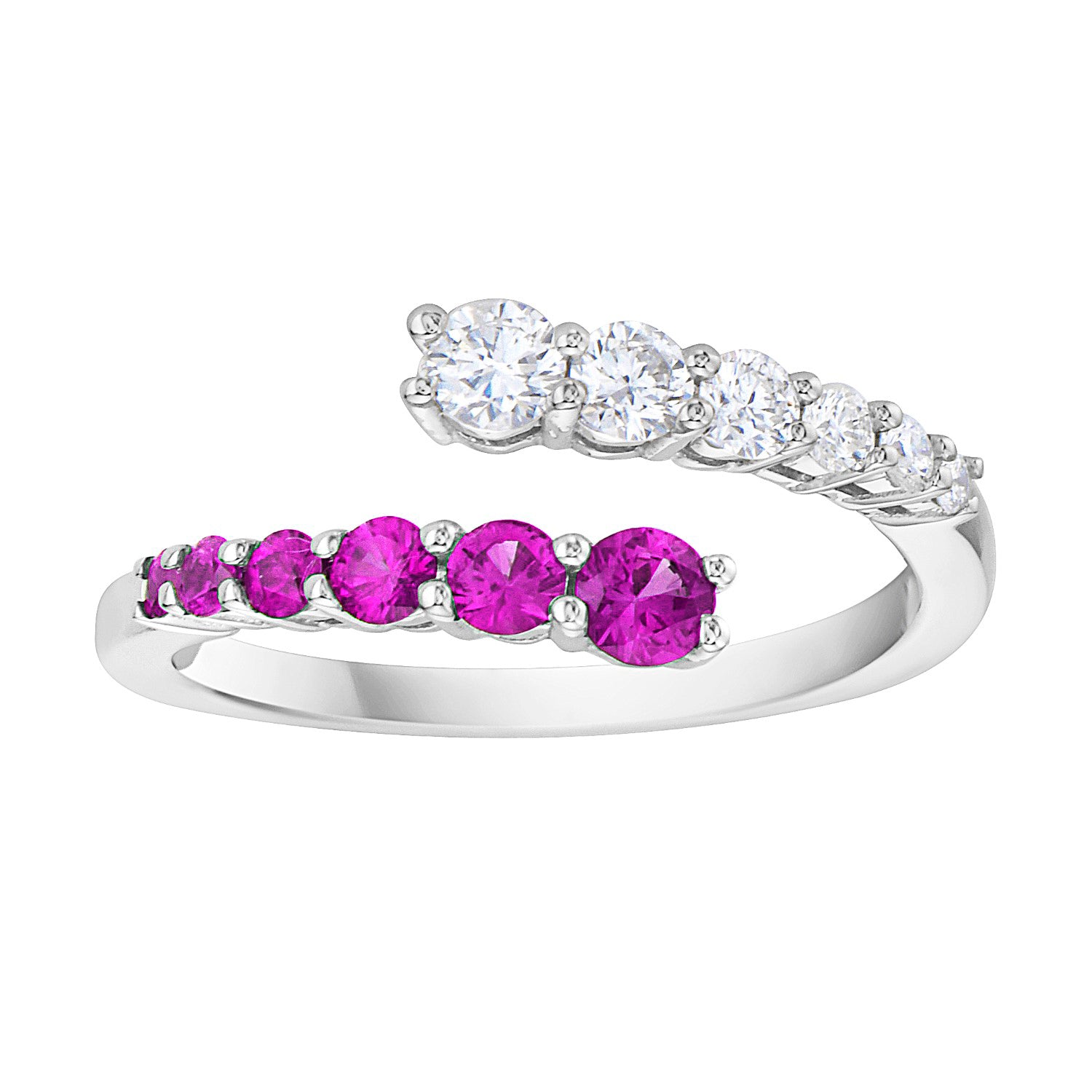 14K White Gold Pink Sapphire Diamond Ring, 0.46ct
