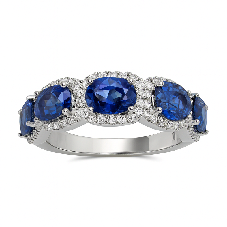 14K White Gold Blue Sapphire Ring, 2.17ct