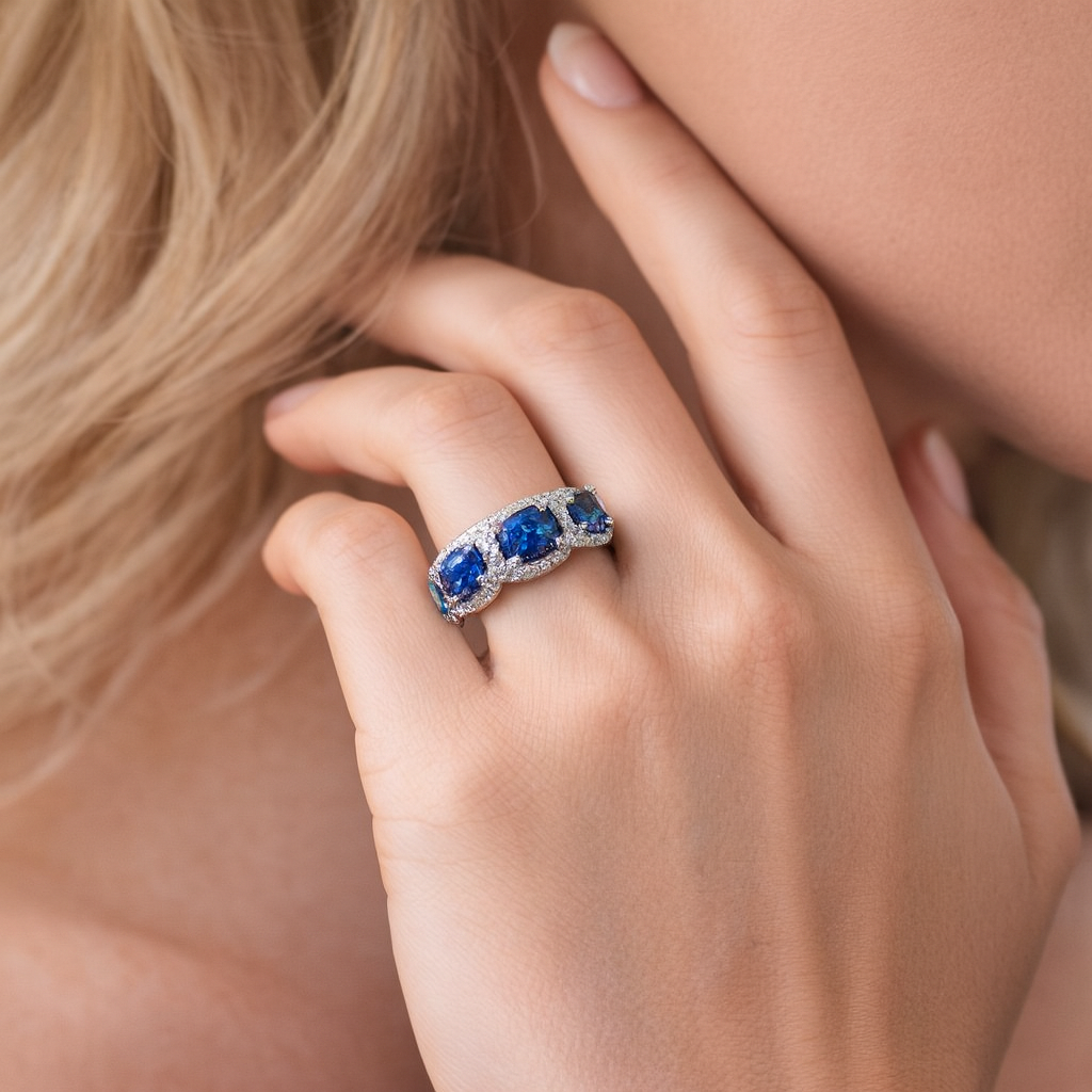 14K White Gold Blue Sapphire Ring, 2.17ct