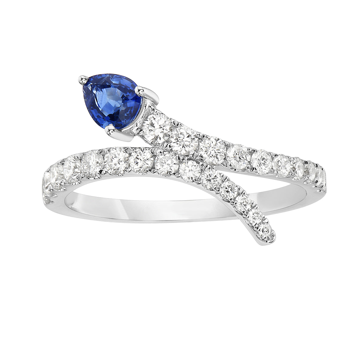 14K White Gold Blue Sapphire Ring, 0.38ct