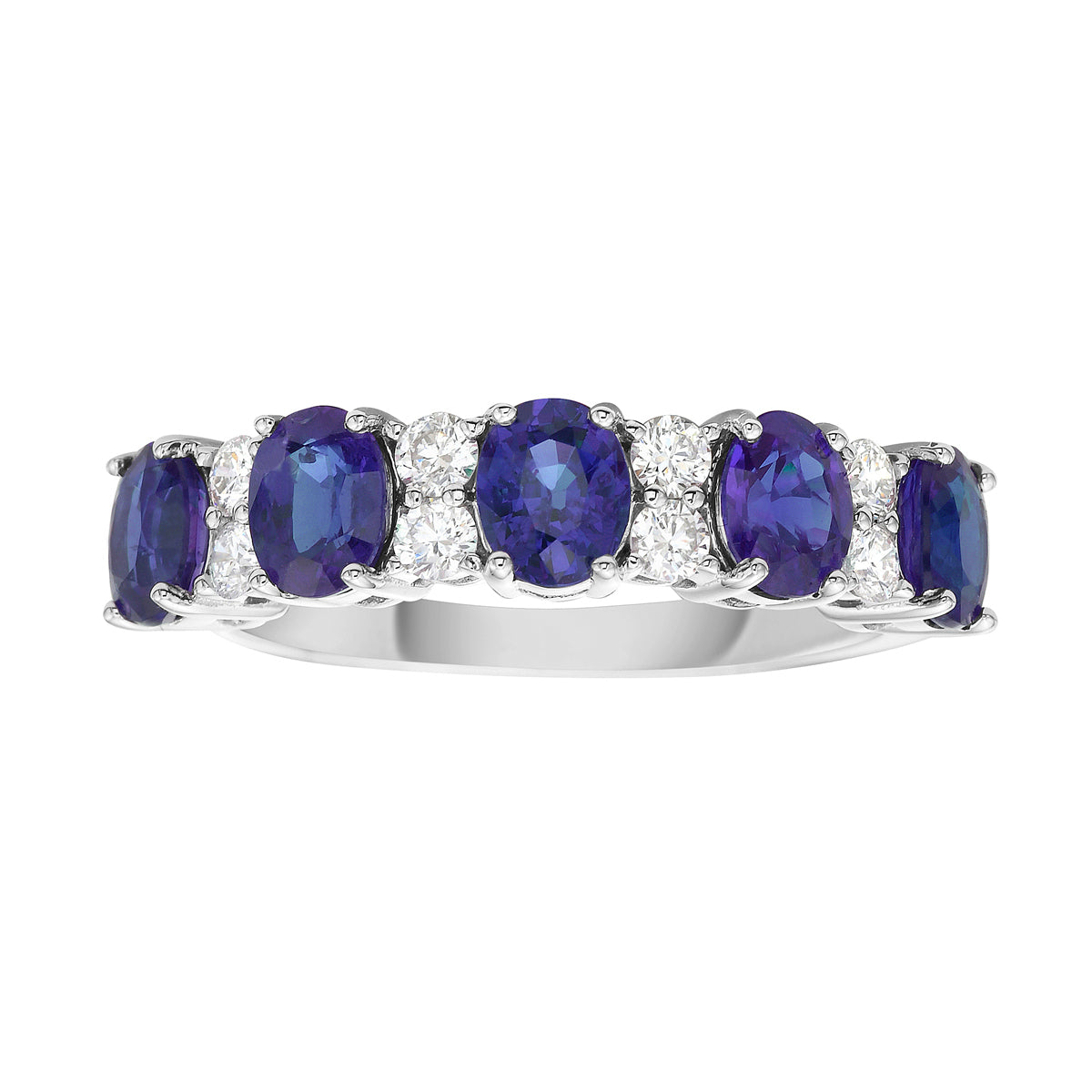 14K White Gold Blue Sapphire Ring