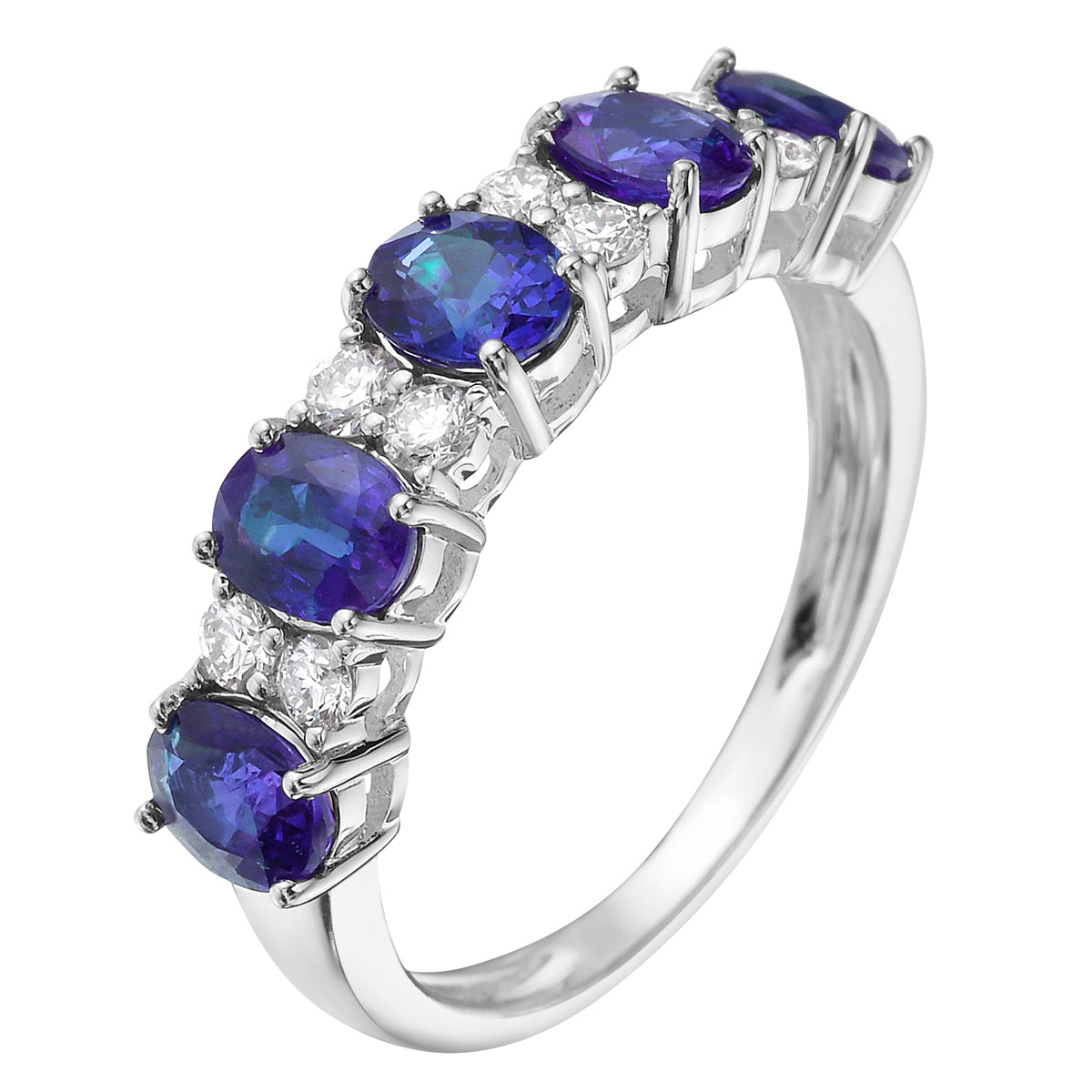 14K White Gold Blue Sapphire Ring