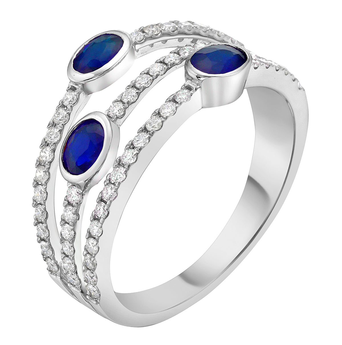 14K White Gold Blue Sapphire Ring, 0.72ct