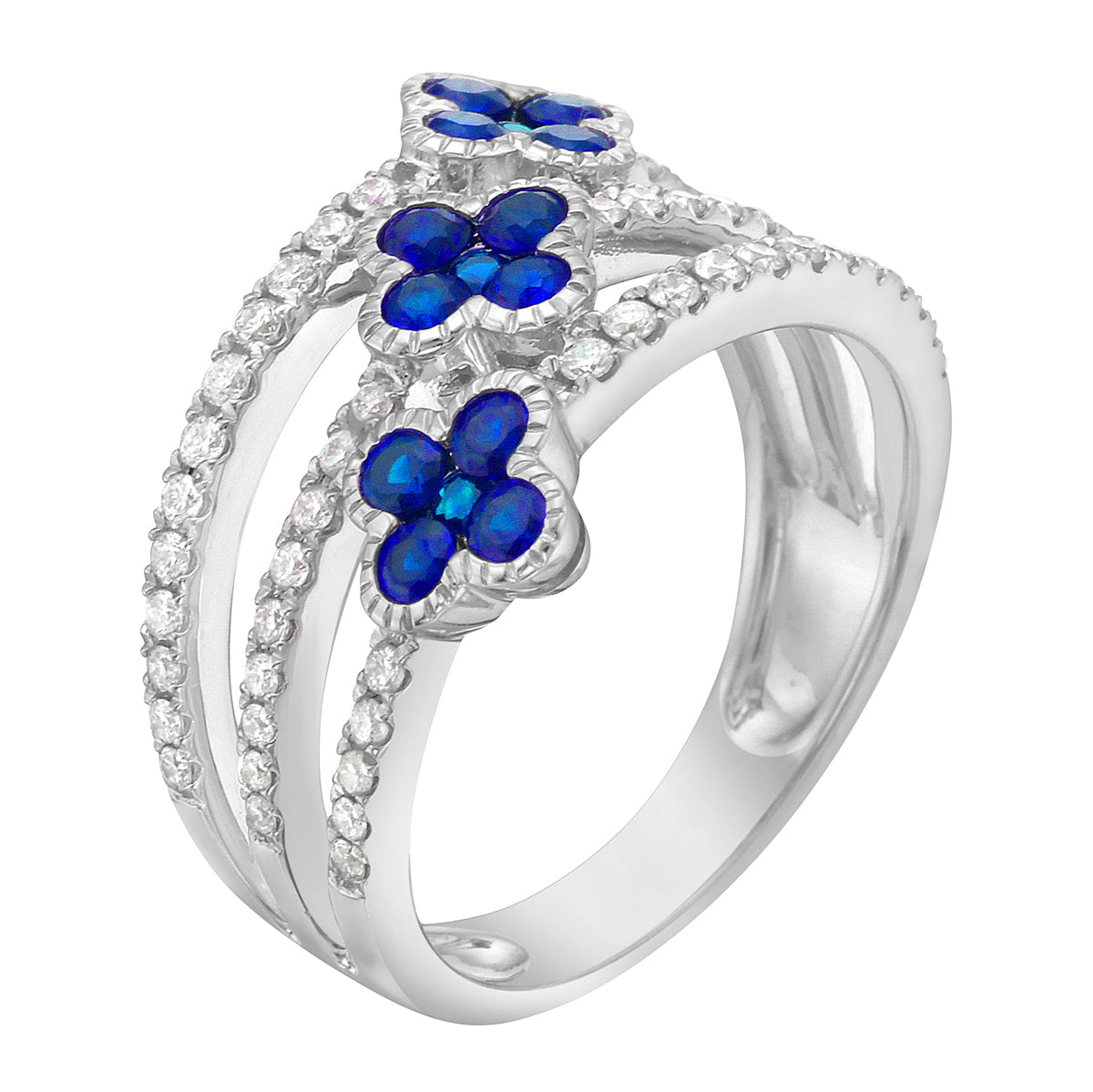 18K White Gold Blue Sapphire Ring