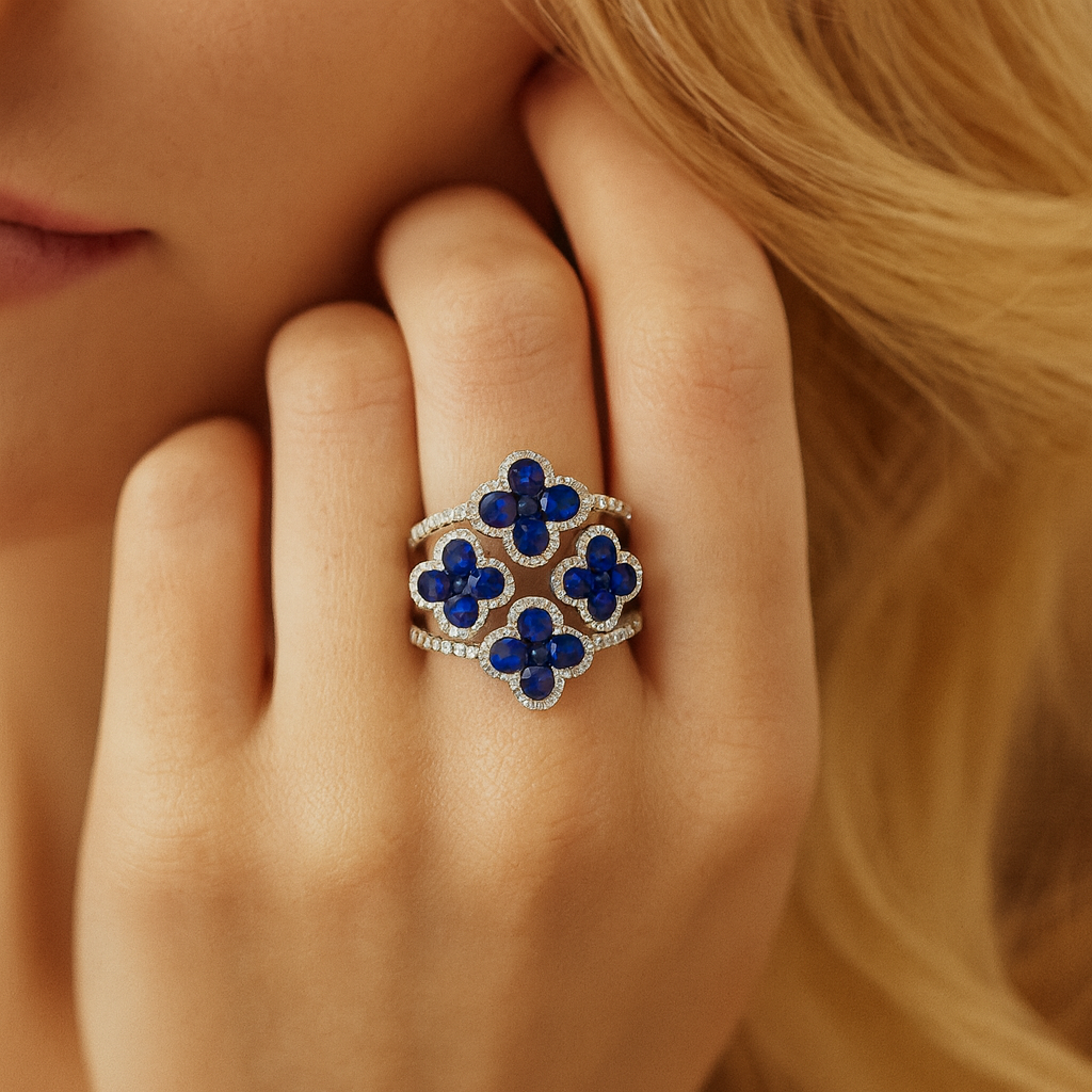 14K White Gold Blue Sapphire Ring, 0.97ct