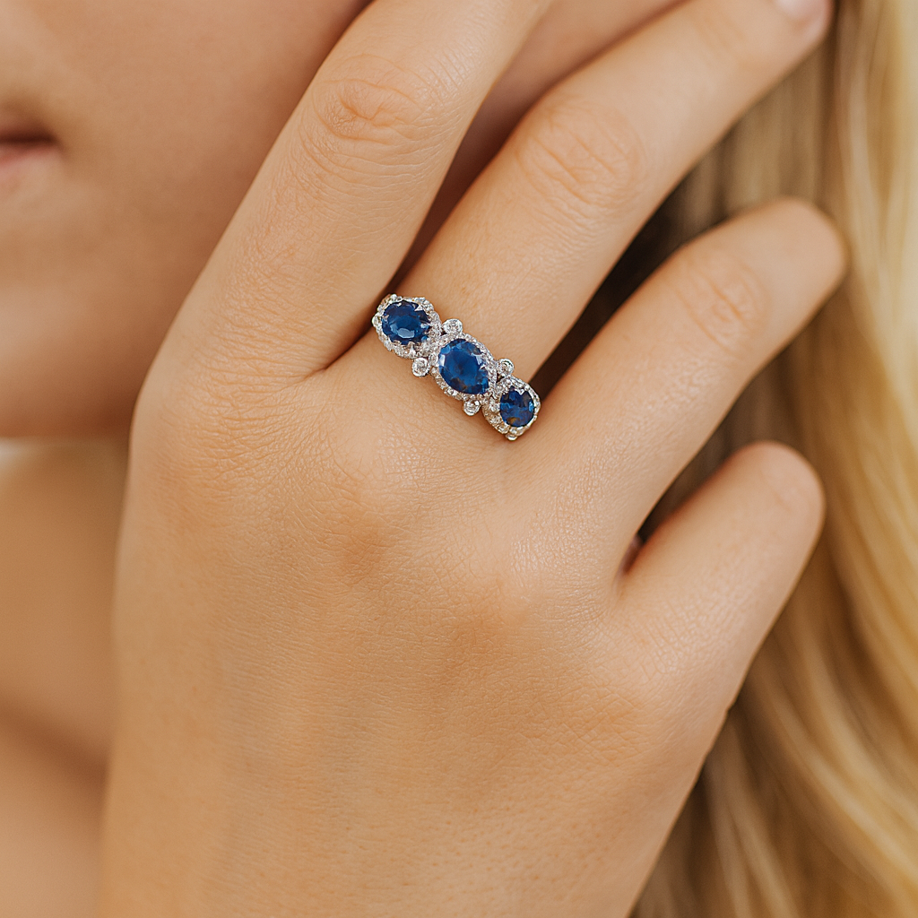 14K White Gold Blue Sapphire Ring, 2.06ct