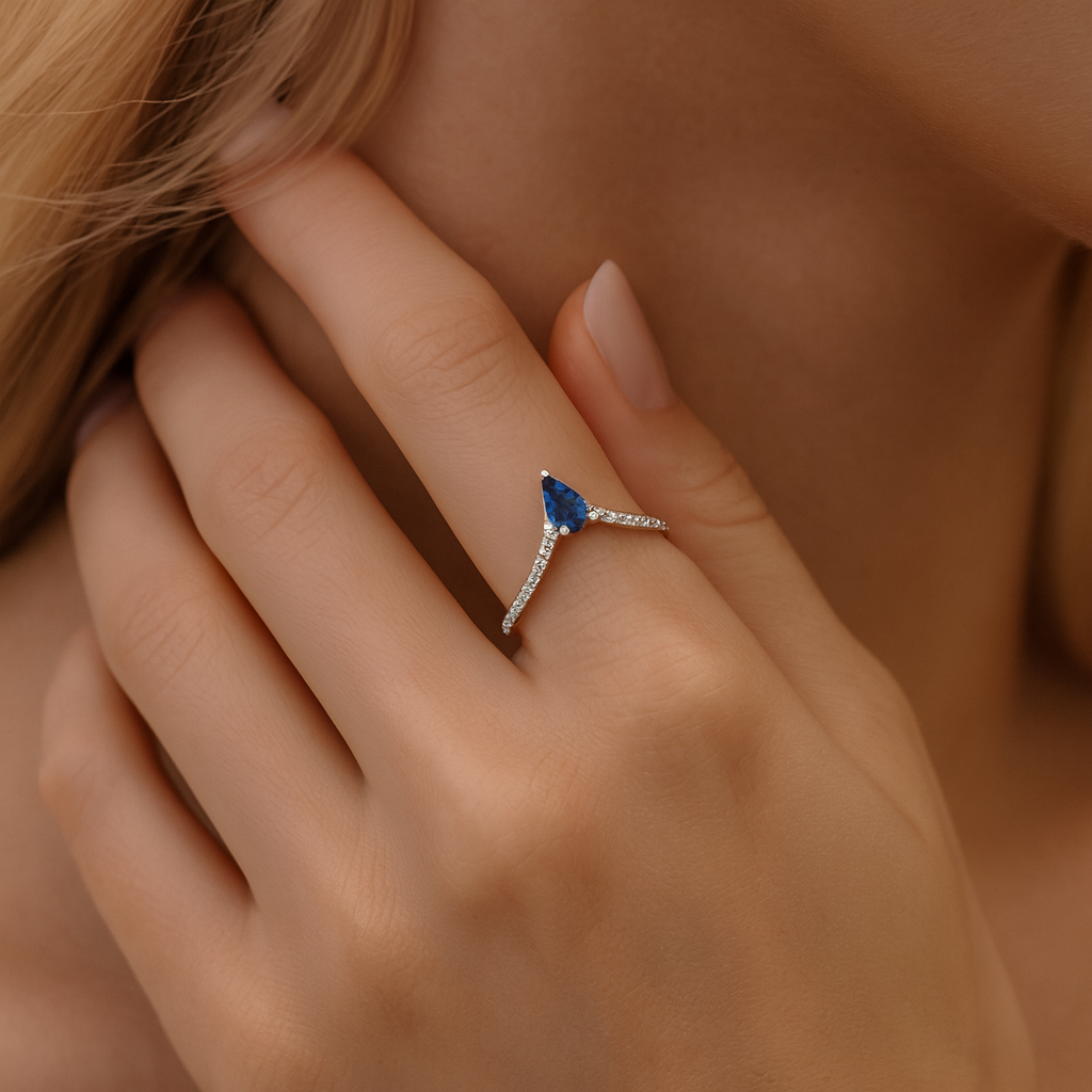 14K White Gold Blue Sapphire Ring, 0.4ct