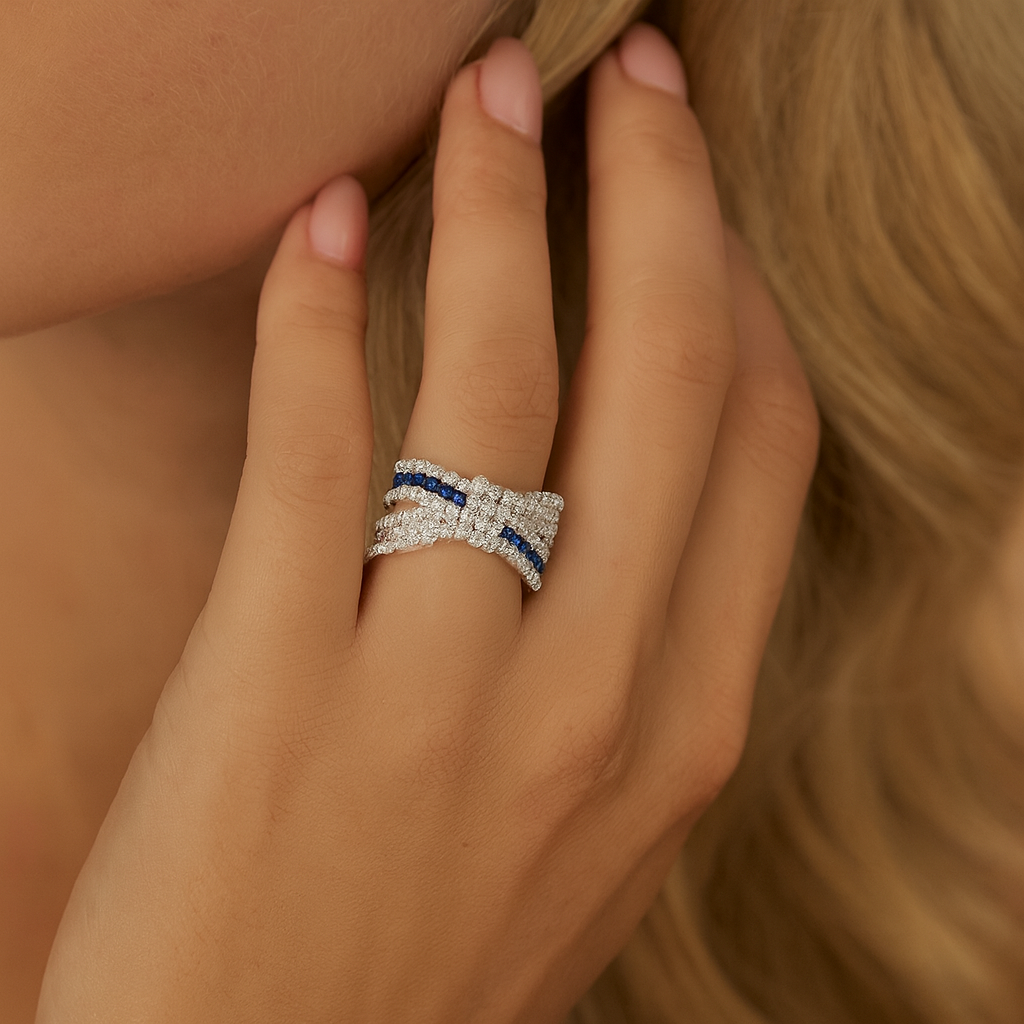 14K White Gold Blue Sapphire Ring, 0.53ct