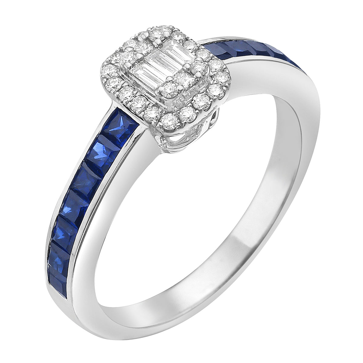 14K White Gold Blue Sapphire Ring, 0.07ct