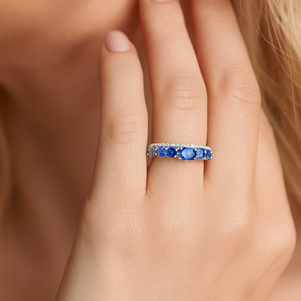 14K White Gold Blue Sapphire Ring, 1.47ct