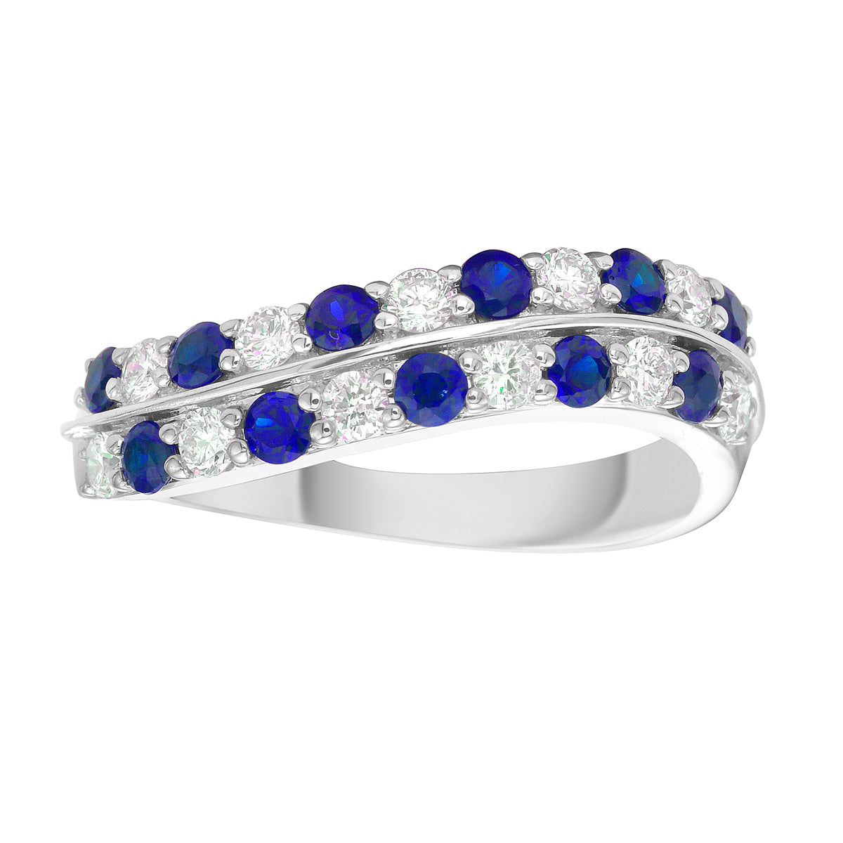 14K White Gold Blue Sapphire Ring, 0.64ct