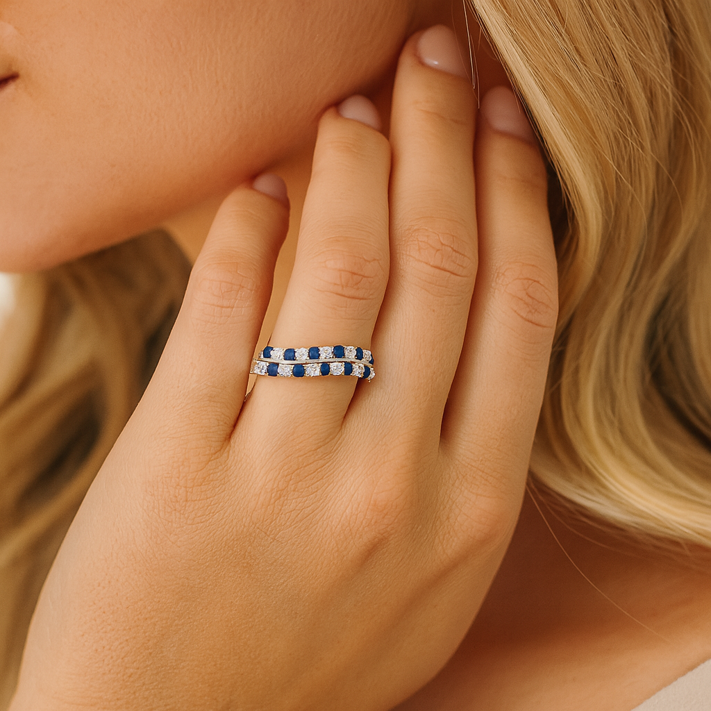 14K White Gold Blue Sapphire Ring, 0.64ct