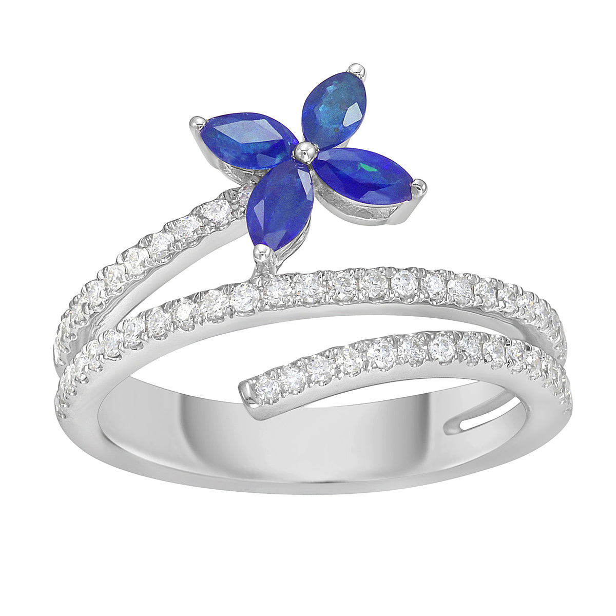 14K White Gold Blue Sapphire Ring, 0.37ct