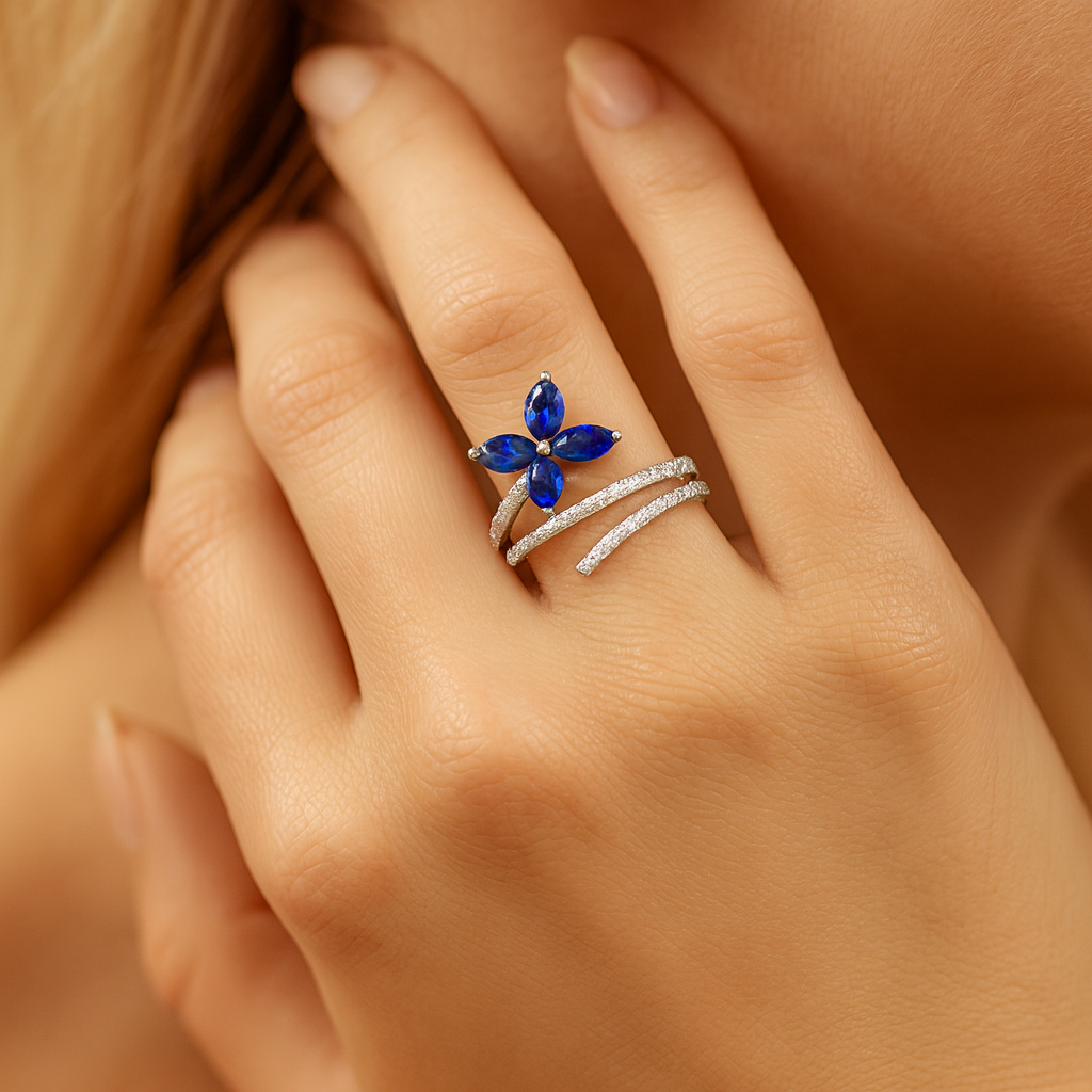 14K White Gold Blue Sapphire Ring, 0.37ct