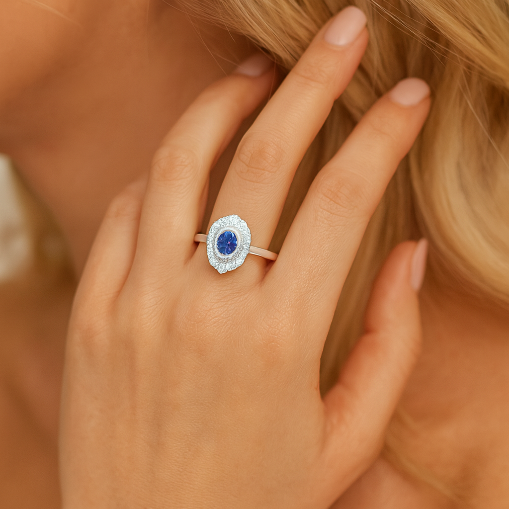 14K White Gold Blue Sapphire Ring, 0.51ct