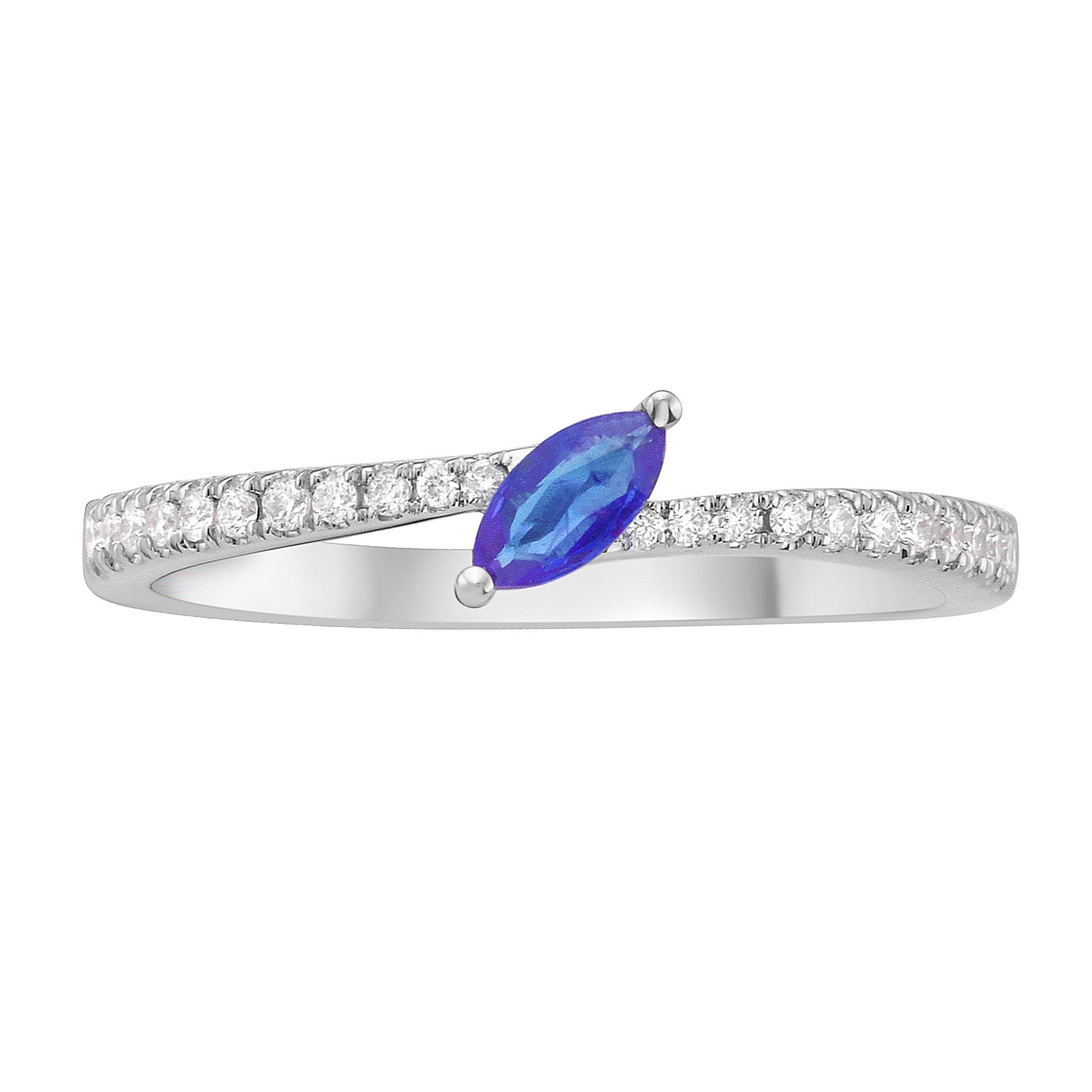 14K White Gold Blue Sapphire Ring, 0.15ct