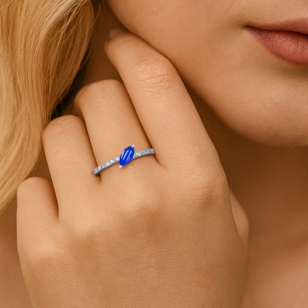 14K White Gold Blue Sapphire Ring, 0.15ct