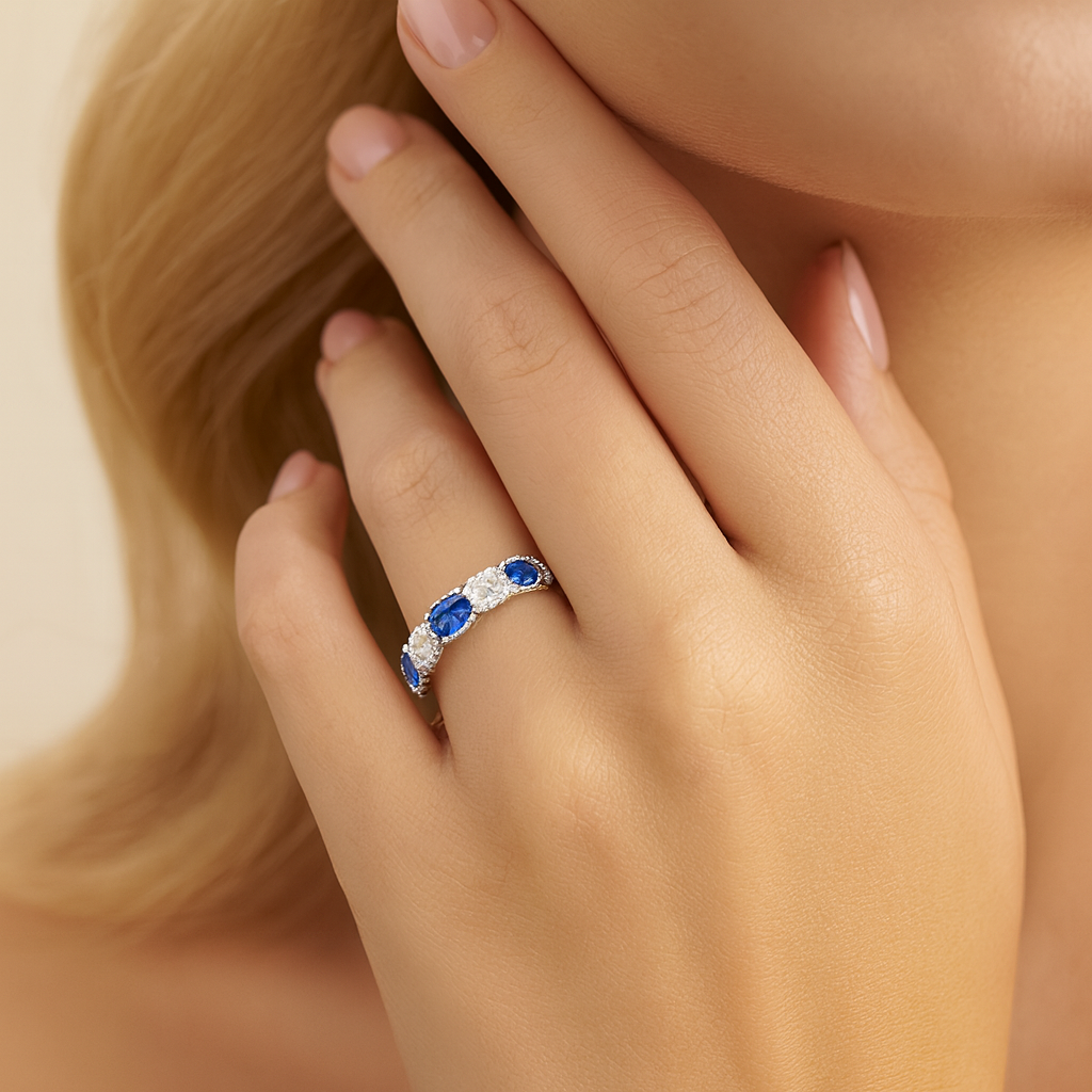 14K White Gold Blue Sapphire Ring, 1.27ct