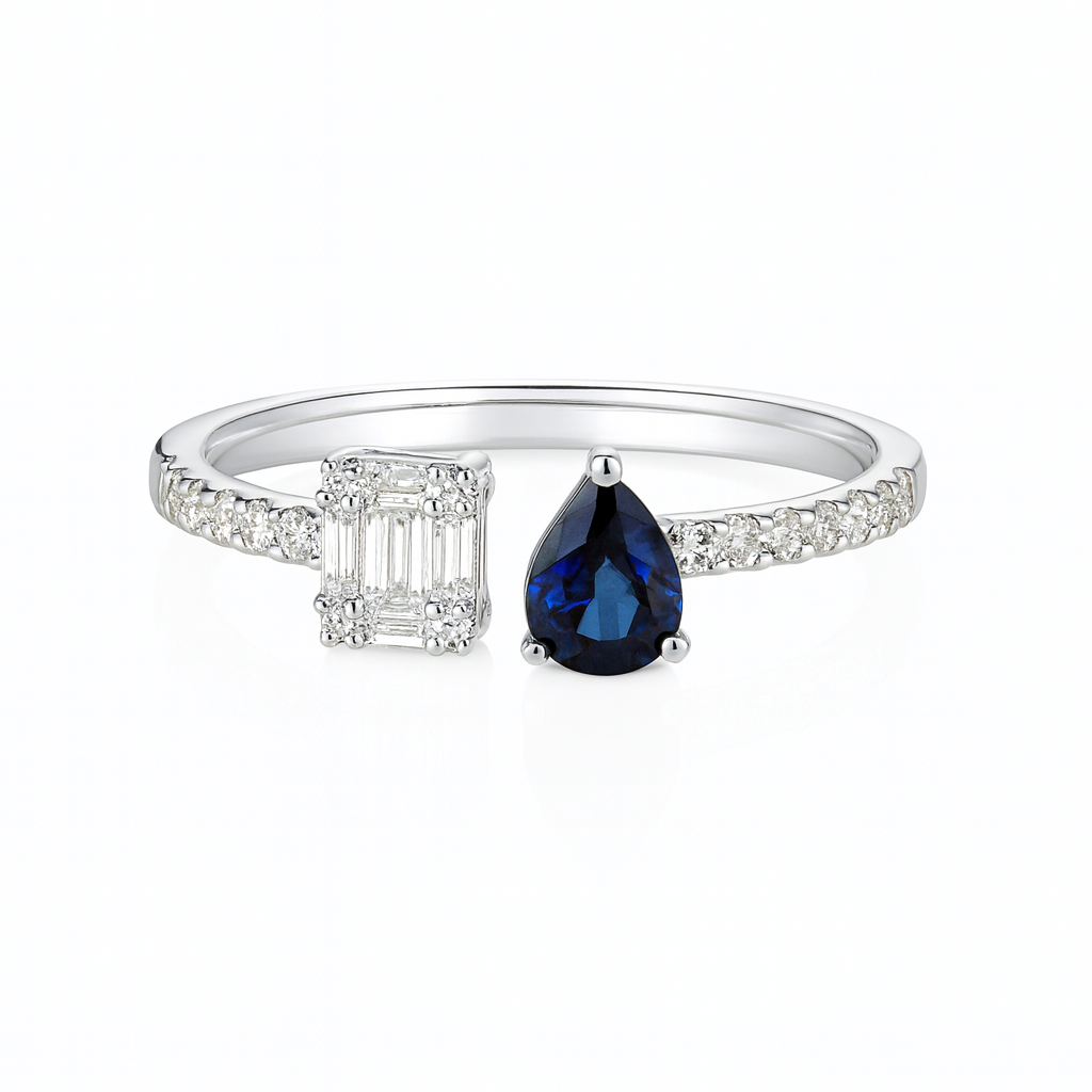 14K White Gold Blue Sapphire Ring, 0.38ct