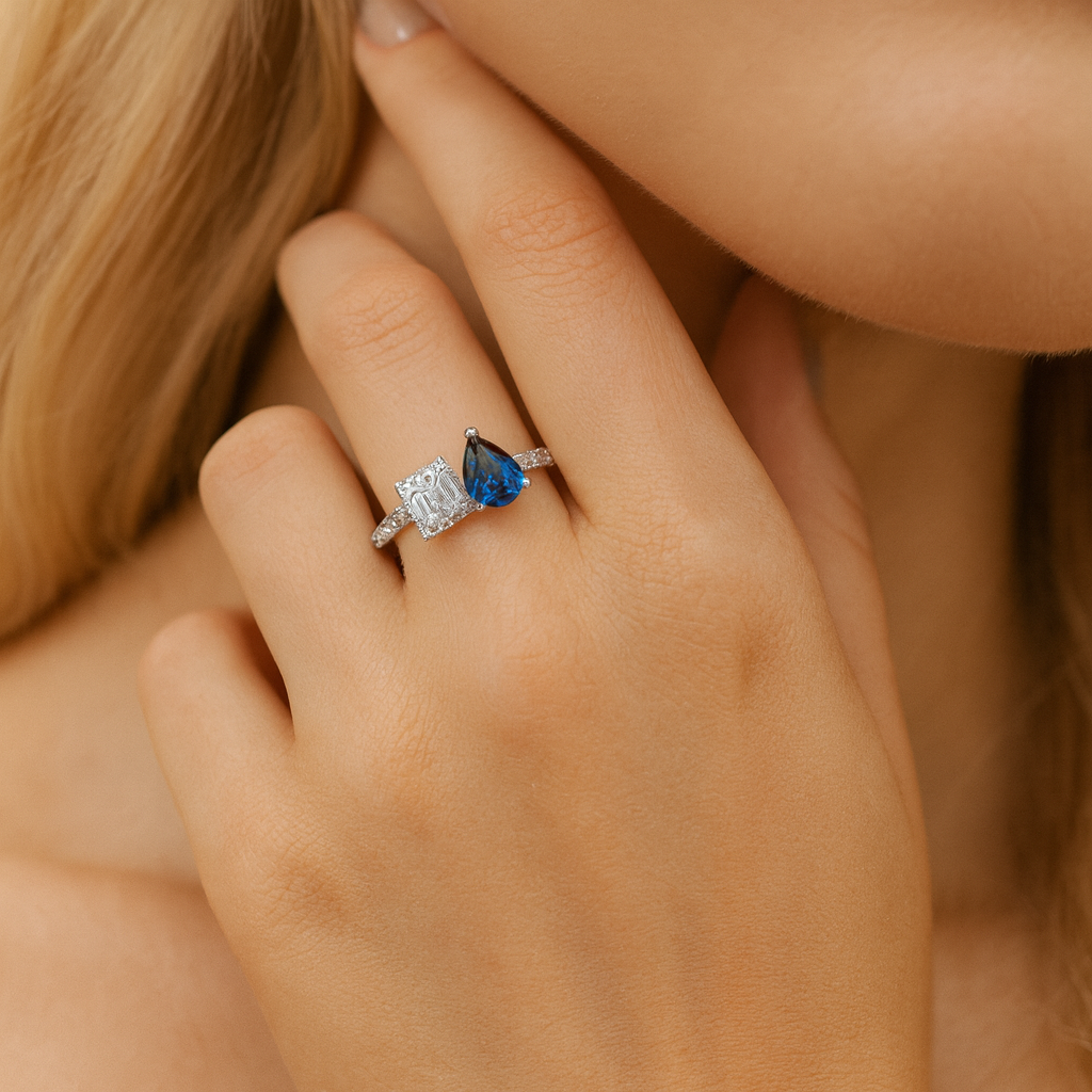 14K White Gold Blue Sapphire Ring, 0.38ct