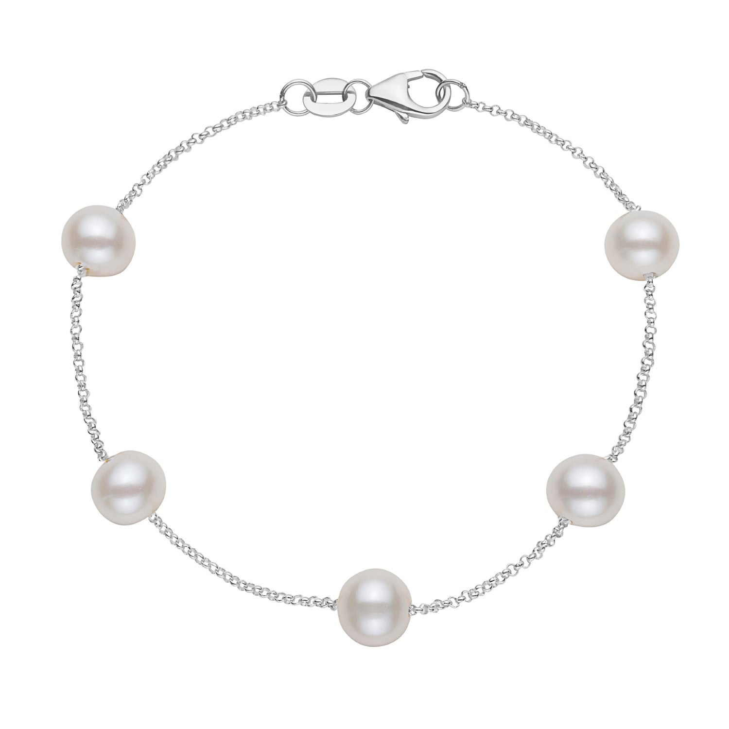 14K White Gold 6-7mm Freshwater White Gold Tincup Bracelet