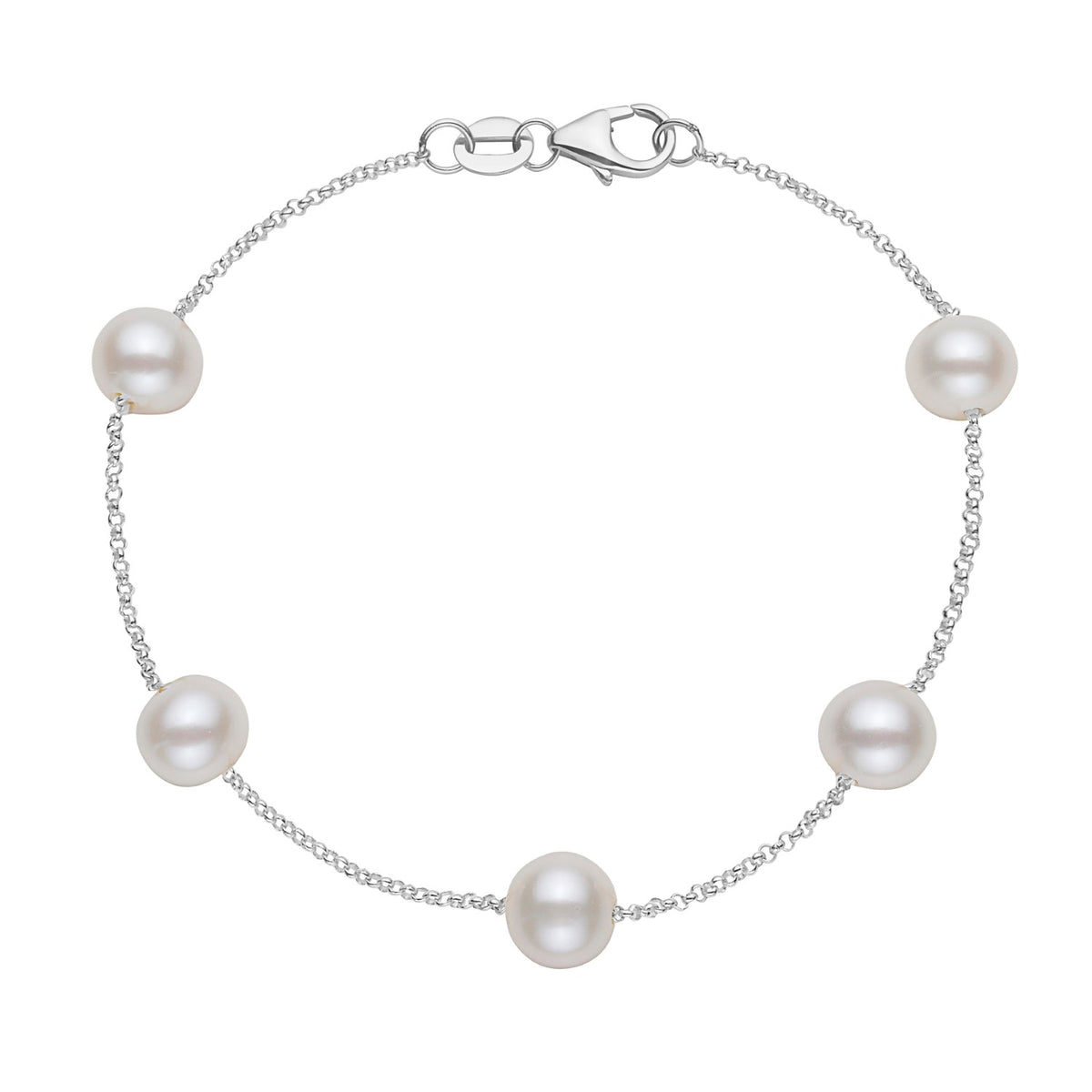 14K White Gold 6-7mm Freshwater White Gold Tincup Bracelet
