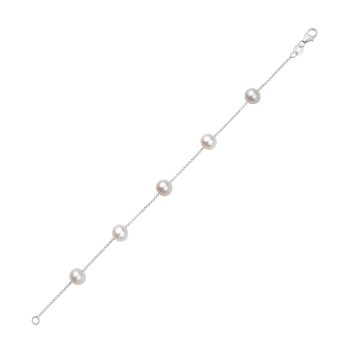 14K White Gold 6-7mm Freshwater White Gold Tincup Bracelet